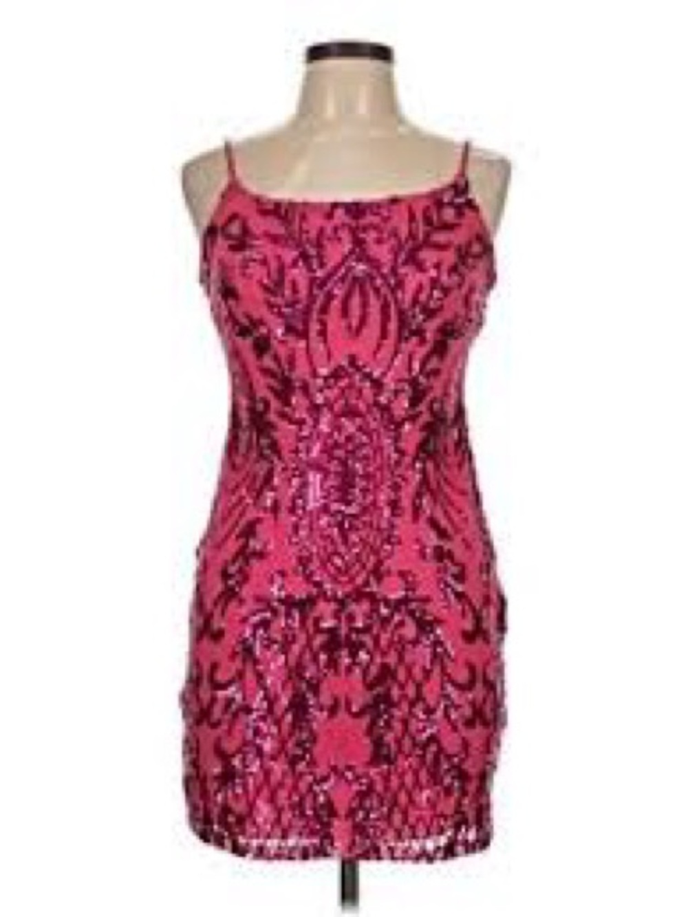 Crystal Sky NWT Bodycon dress Women's Pink Sequin Spaghetti Strap Dress